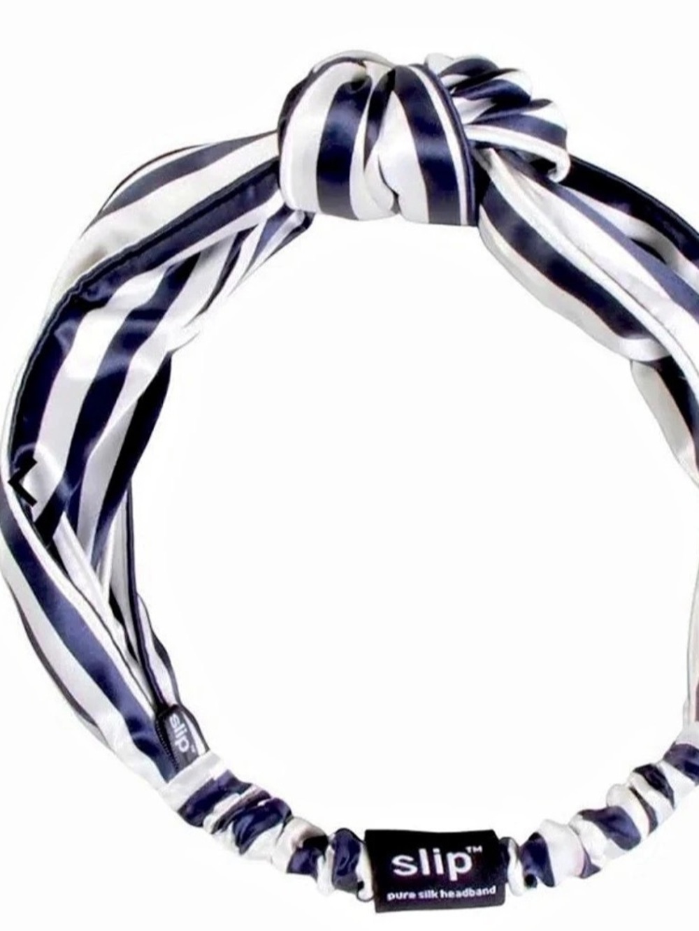 Slip Silk Hair Band Striped Headband navy & White